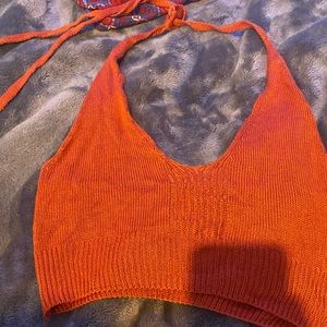 Knit orange Halter top